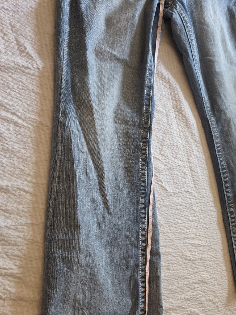 Sky Light Blue Boot Cut Jeans with Red Heart Embellished Back Pockets Size 11/12 - Picture 12 of 13